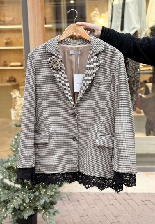 MOTEL - Giacca Over Con Pizzo Nero Grigio