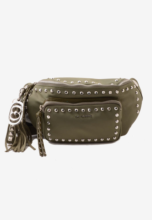 LA CARRIE - Marsupio Dark Nylon Borchie Oliva