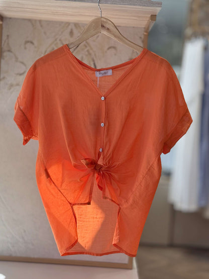 MOTEL - Camicia Maniche Corte Arancione