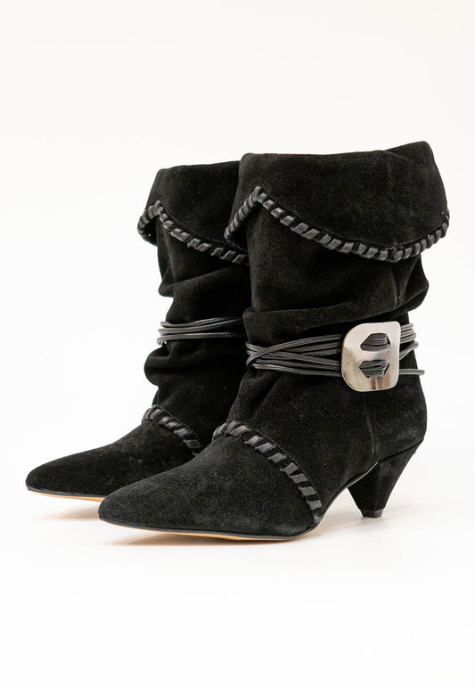 DIVINE FOLLIE – Schwarzer Wildlederstiefel