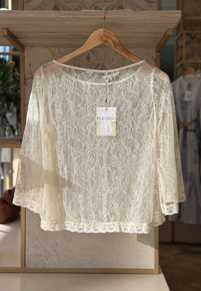 PLEAASE - Maglia Pizzo Giallo