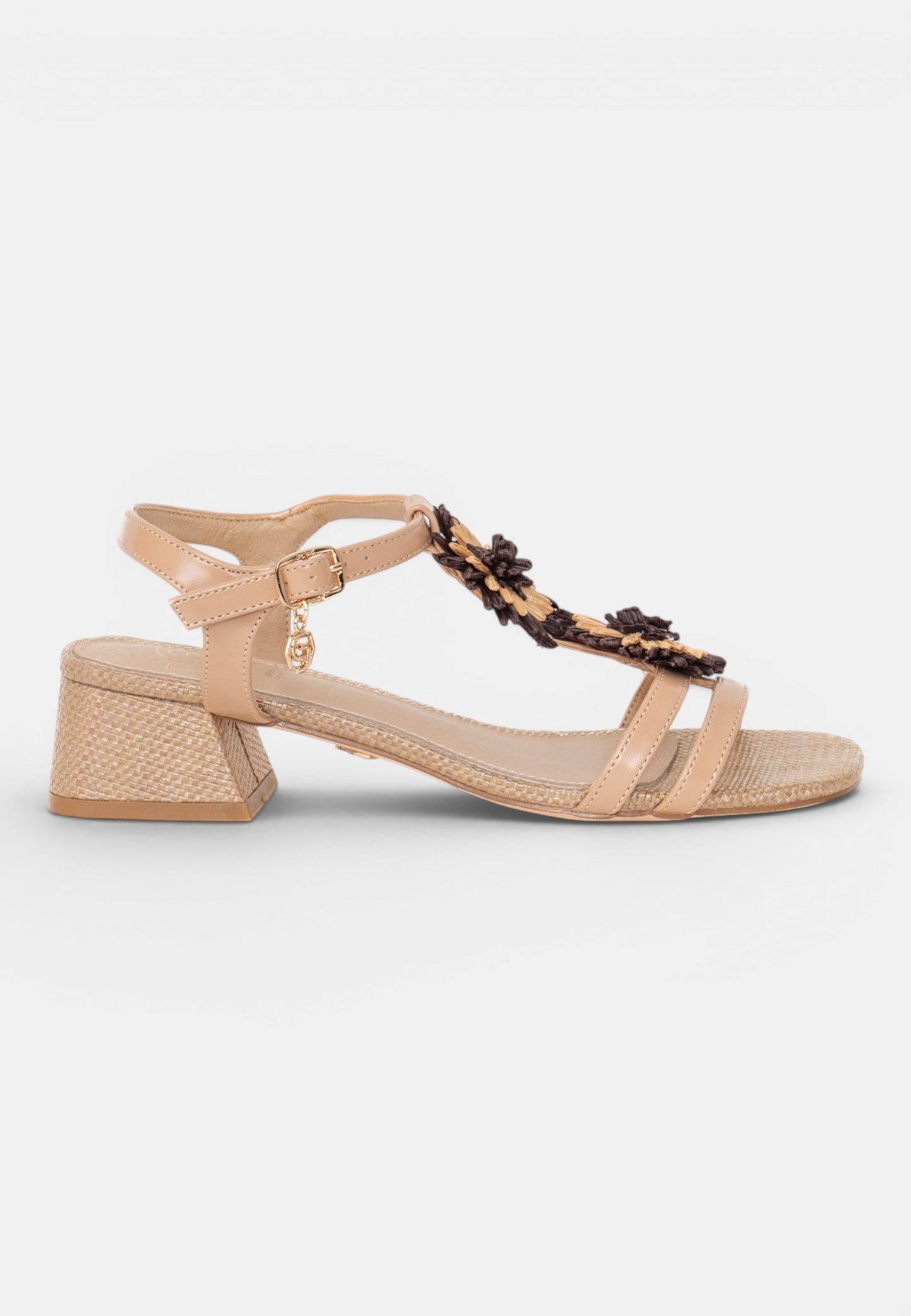 GOLD&GOLD - Sandalo Raffia e Fiori Beige