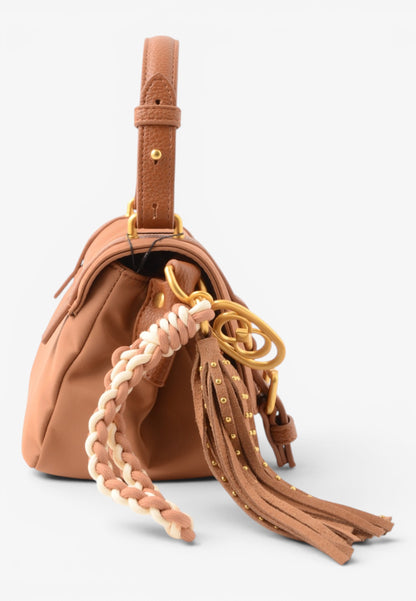 LA CARRIE - Borsa Satchel Dark Nylon Cuoio
