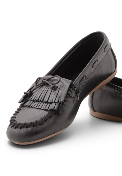 DIVINE FOLLIE - Mocassino Con Frangia e Laccetto Nero