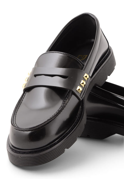 DIVINE FOLLIE - Mocassino Chunky In Pelle Nera