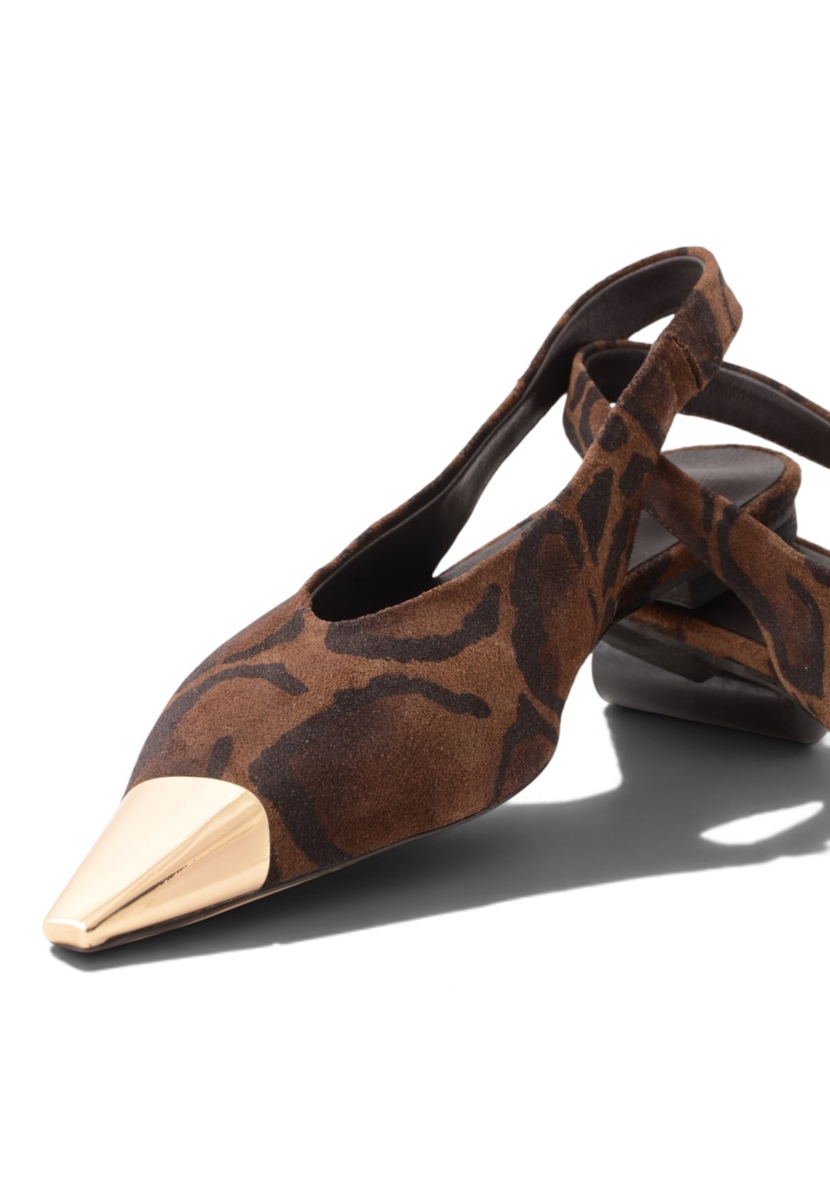 DIVINE FOLLIE - Slingback Flat Leopardate con Punta Dorata