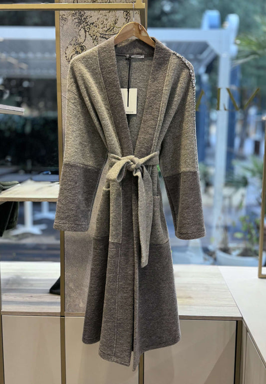 LE STREGHE - Cappotto Vestaglia Lana Cotta Beige