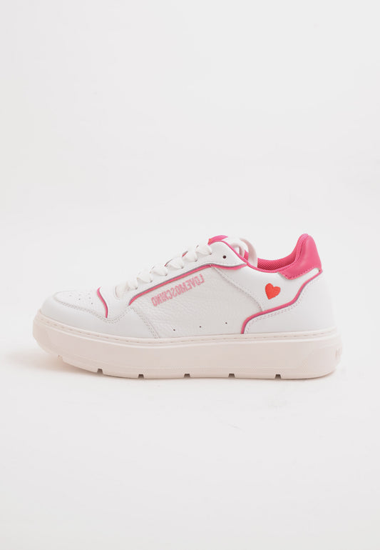 LOVE MOSCHINO - Sneakers Basic Bianco + Magenta