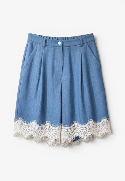 MINERVA - Bermuda Chambray con Pizzo