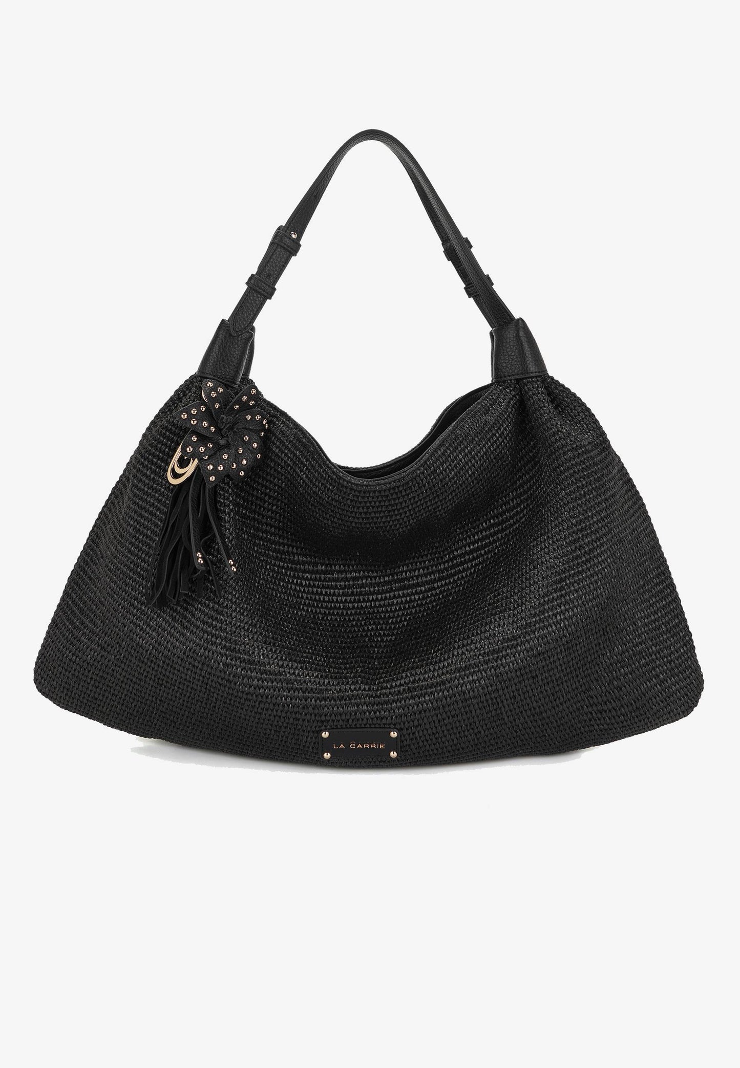 LA CARRIE - Shopping Bag Soft In Raffia Nero
