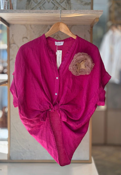 MOTEL - Camicia In Lino Magenta