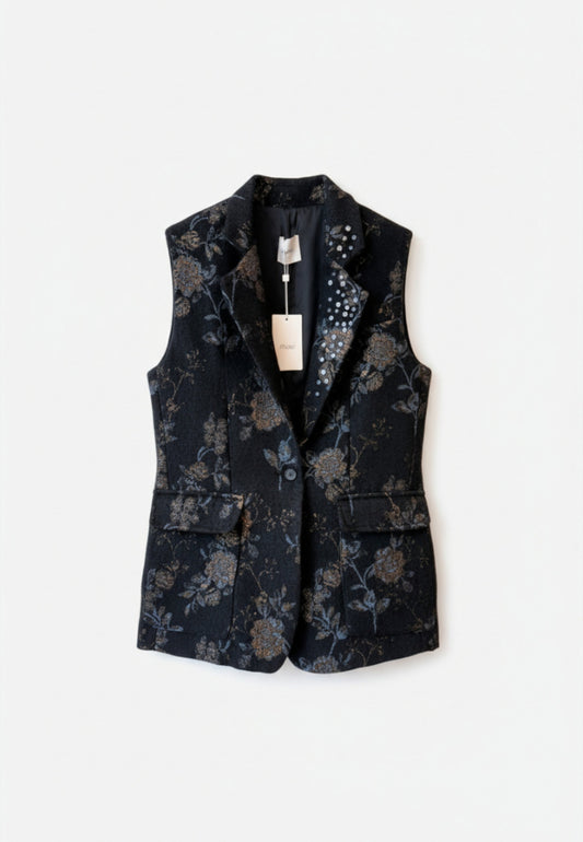 MOTEL - Gilet Broccato Nero
