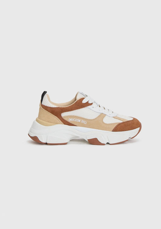 LOVE MOSCHINO - Sneakers Running Scamosciata Bianca Cuoio
