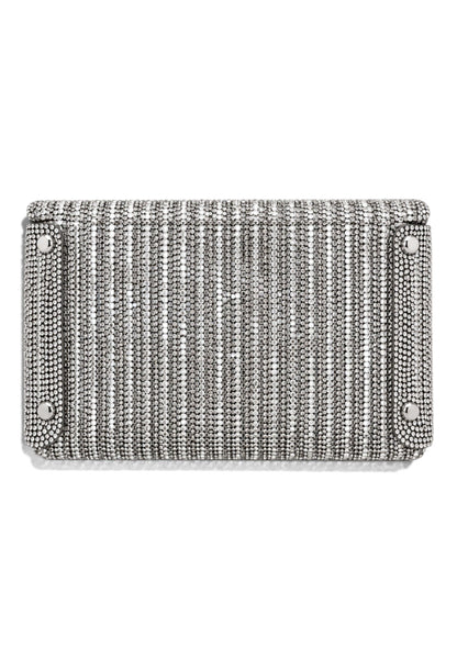 NUNZIA - Borsetta Pochette Strass Argento