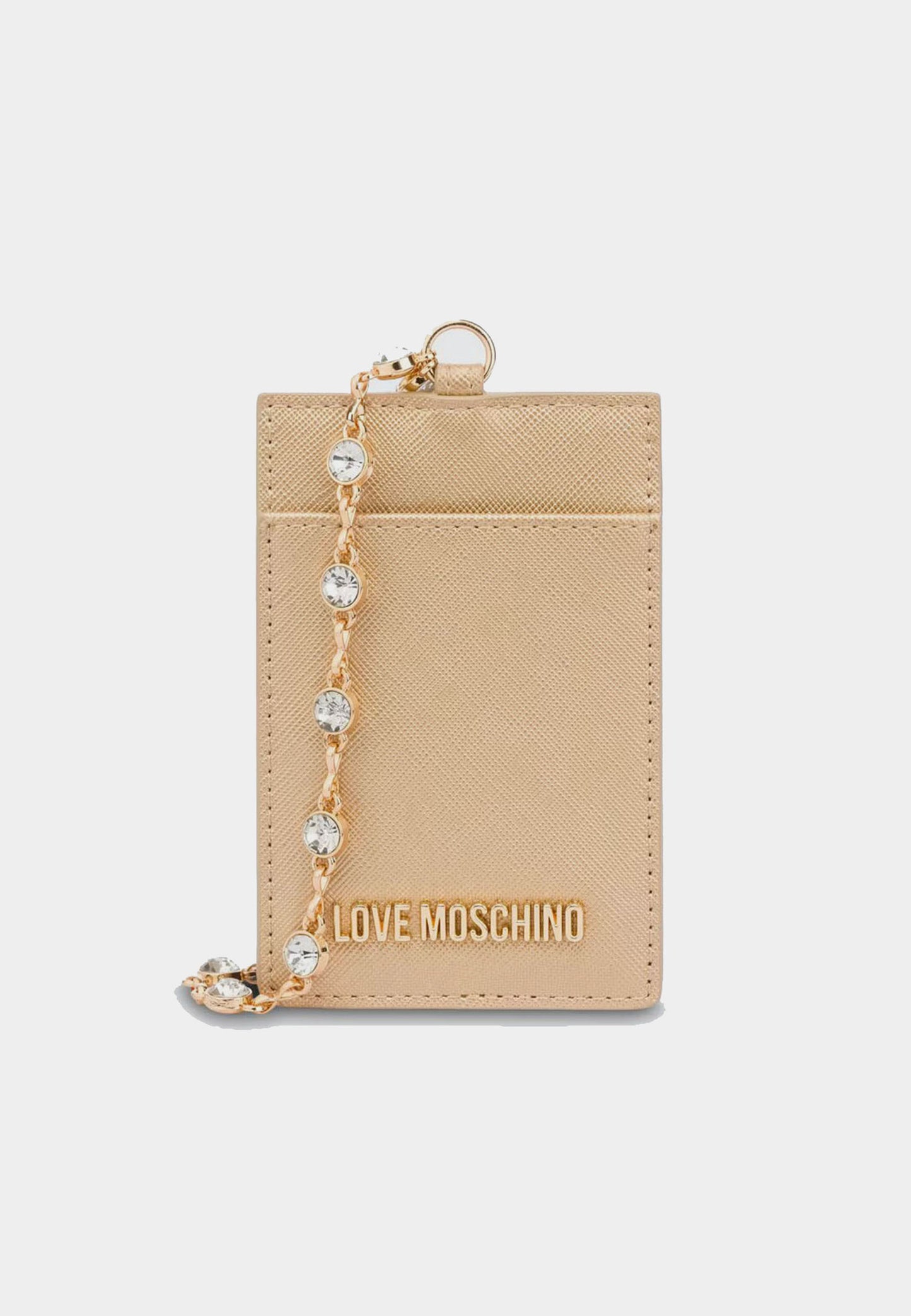 LOVE MOSCHINO - Gold Rhinestone Card Holder 