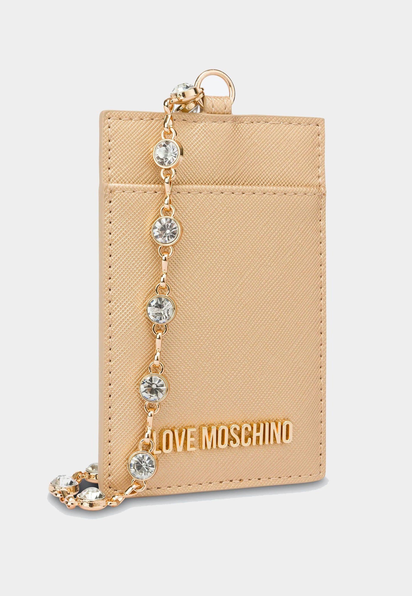 LOVE MOSCHINO - Gold Rhinestone Card Holder 