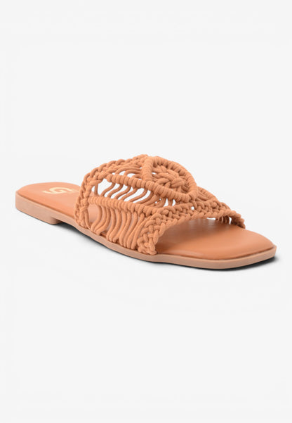 GOLD&GOLD - Ciabattina Macramè Camel