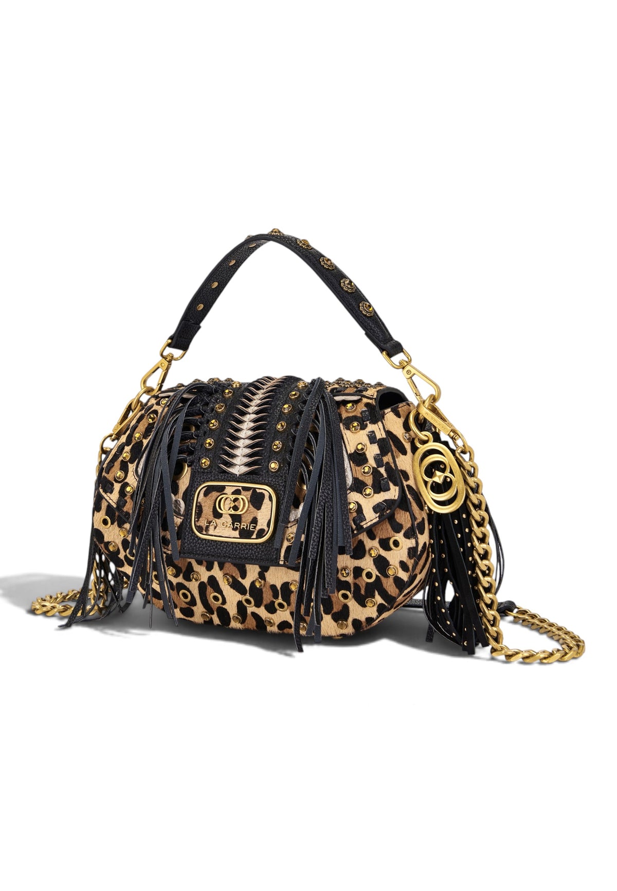 LA CARRIE - Borsa a Mano Jungle Animalier con frange