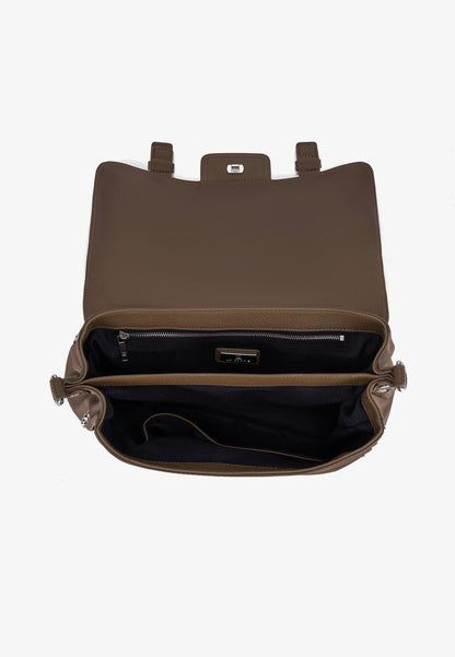 LA CARRIE - Shopping Bag Dark Nylon Borchie Mocha