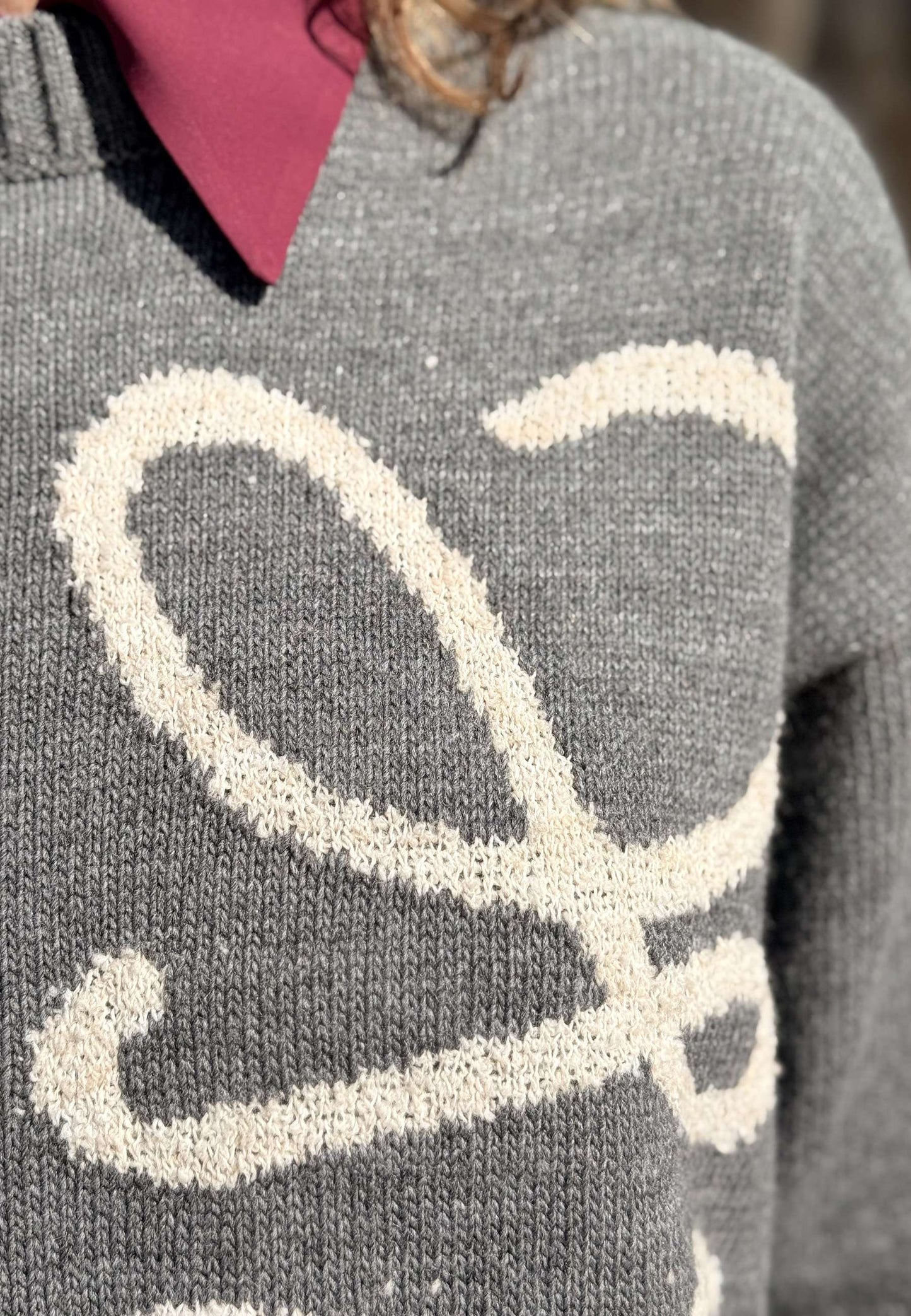 MOTEL - Pullover Disegno Girocollo Grigio