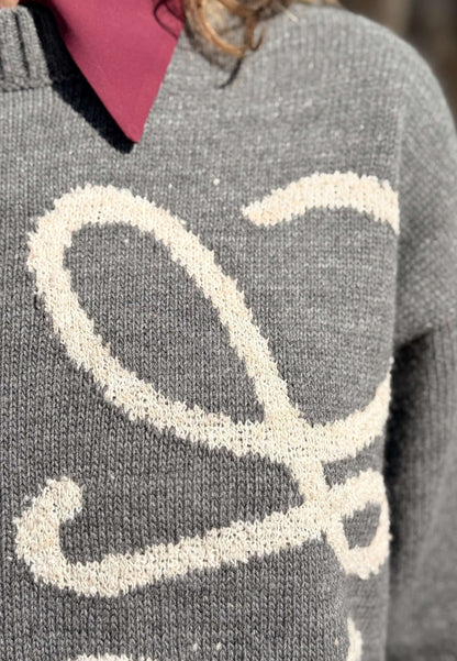 MOTEL - Pullover Disegno Girocollo Grigio