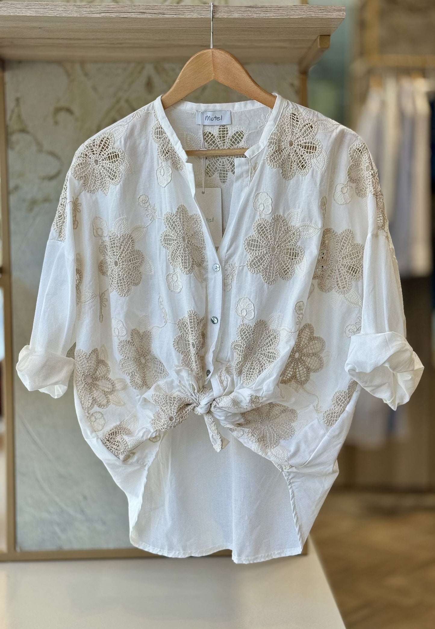MOTEL - Camicia Fiori Ecrù