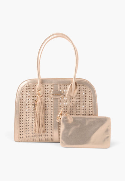 LA CARRIE - Borsa A Mano Intrecciata Oro