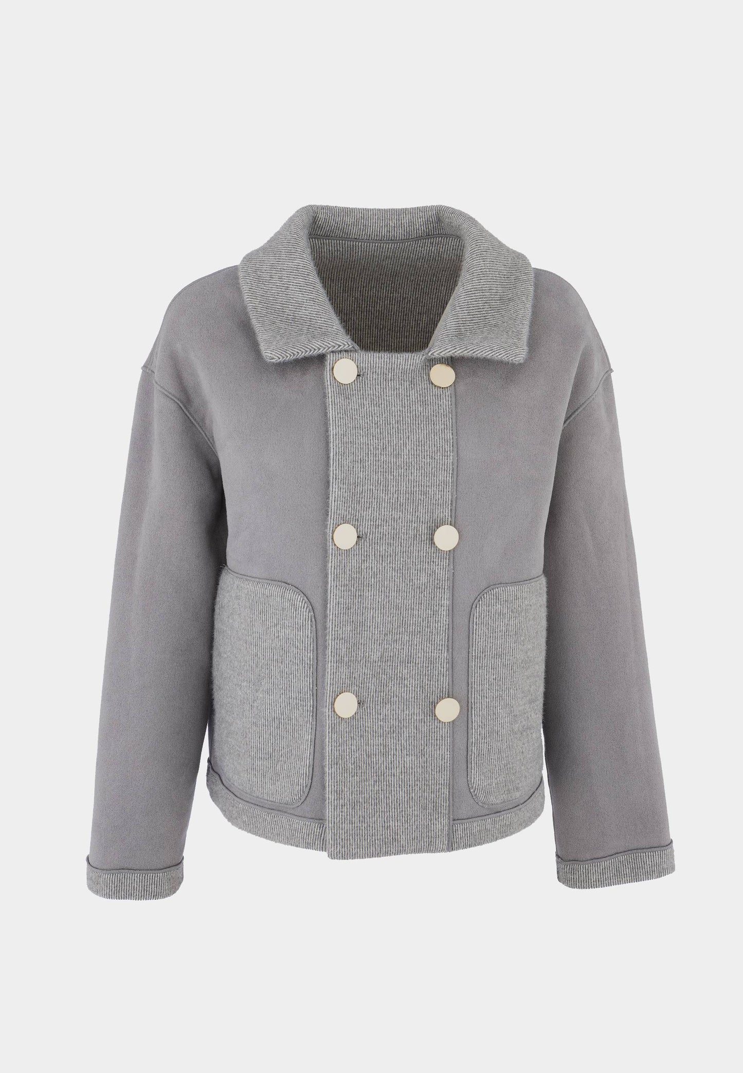 ALEX MAX - Cappottino Reverse Gold Buttons Grigio