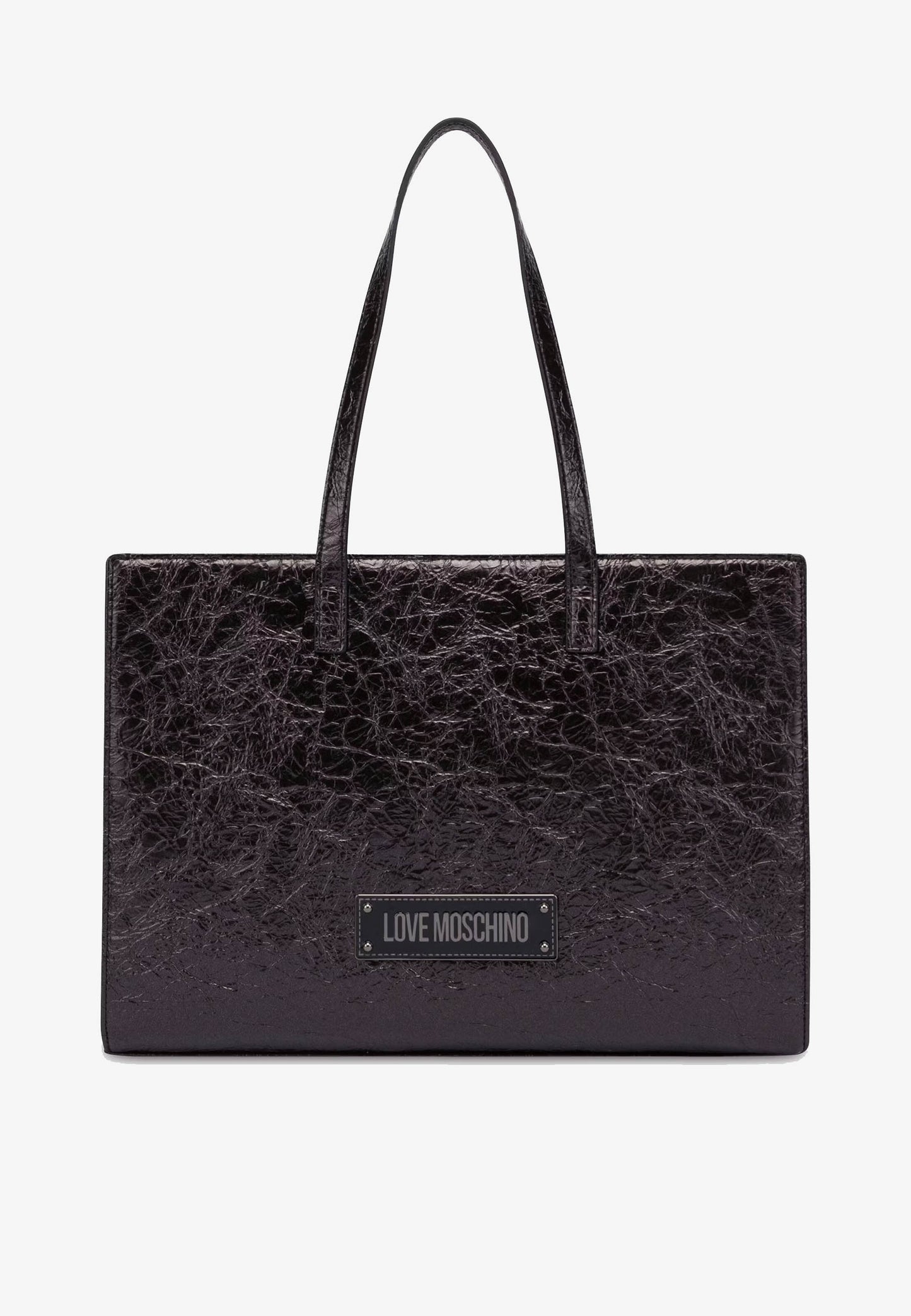 LOVE MOSCHINO - Black Laminated Shopping Bag