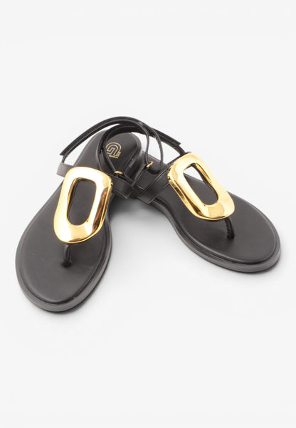 GOLD&GOLD - andalo Infradito Con Maxi Fibbia Dorata E Cinturino Nero