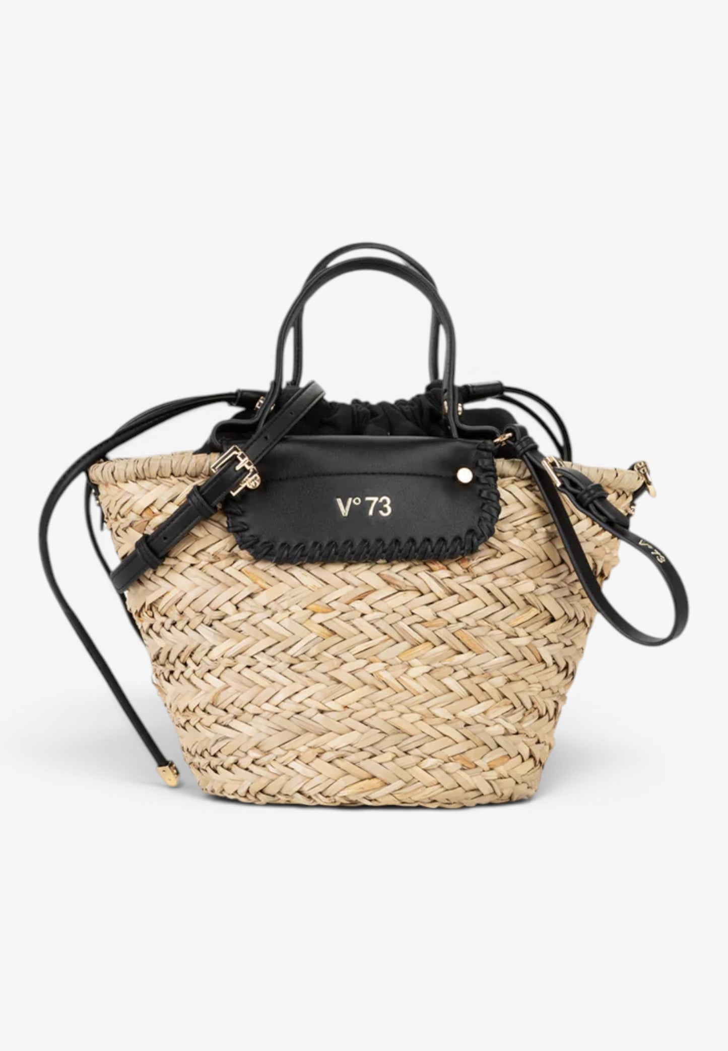 V73 - Borsa In Paglia Vanna Nero/Natur