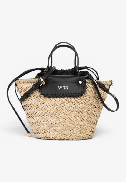 V73 - Borsa In Paglia Vanna Nero/Natur