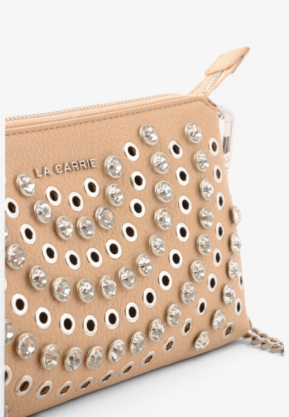 LA CARRIE - Portafoglio Pochette Strass Andromeda Beige