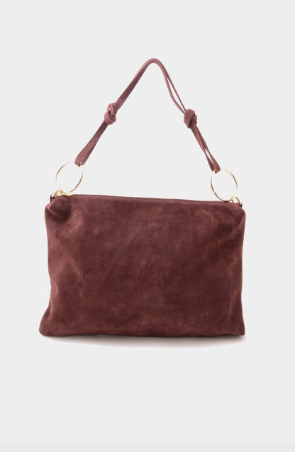 NUNZIA - Borsa A Spalla Camoscio Burgundy