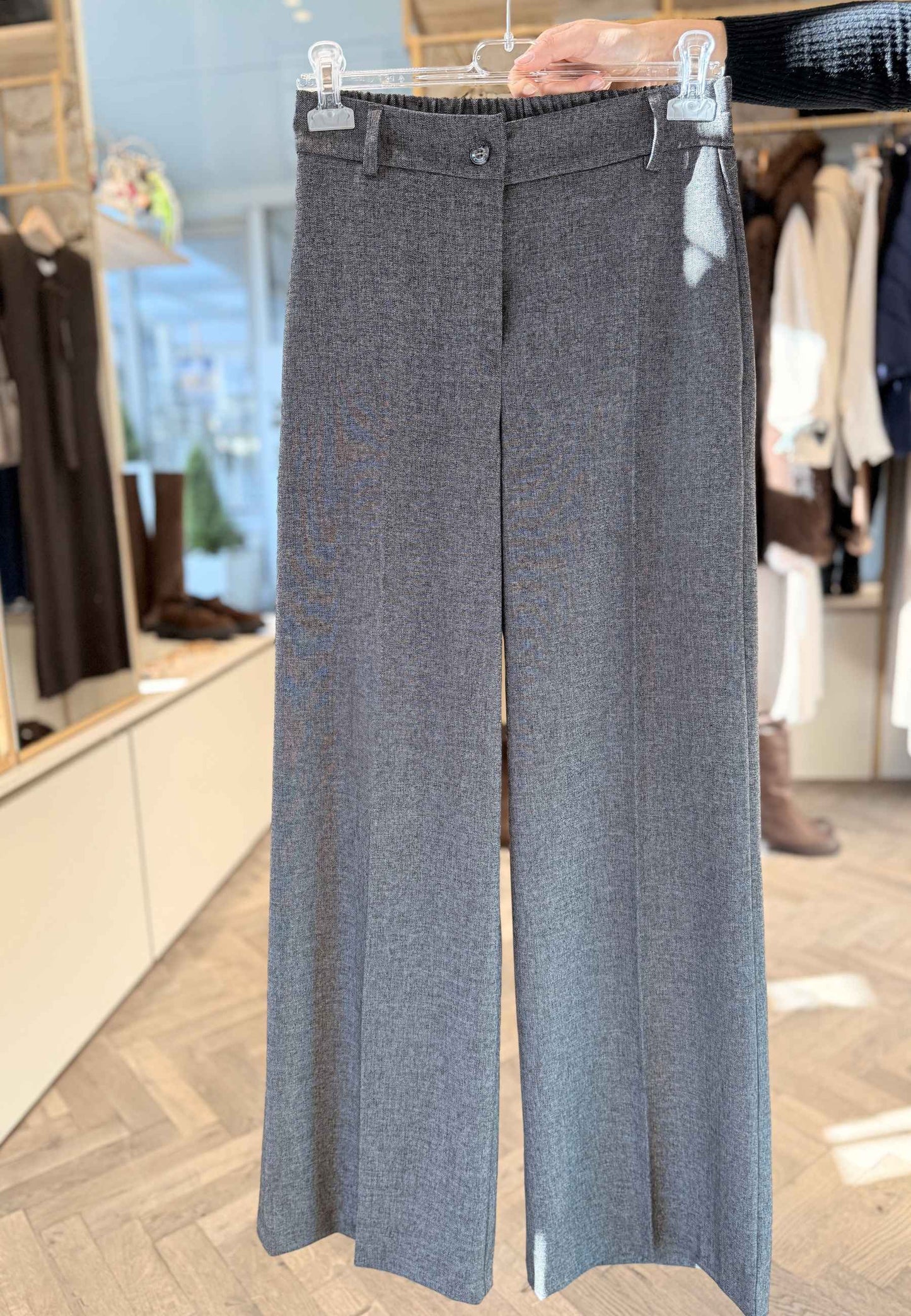 MOTEL - Pantalone A Palazzo Con Elastico Grigio