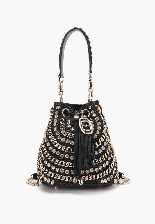 LA CARRIE - Secchiello Mirror Raffia Nero