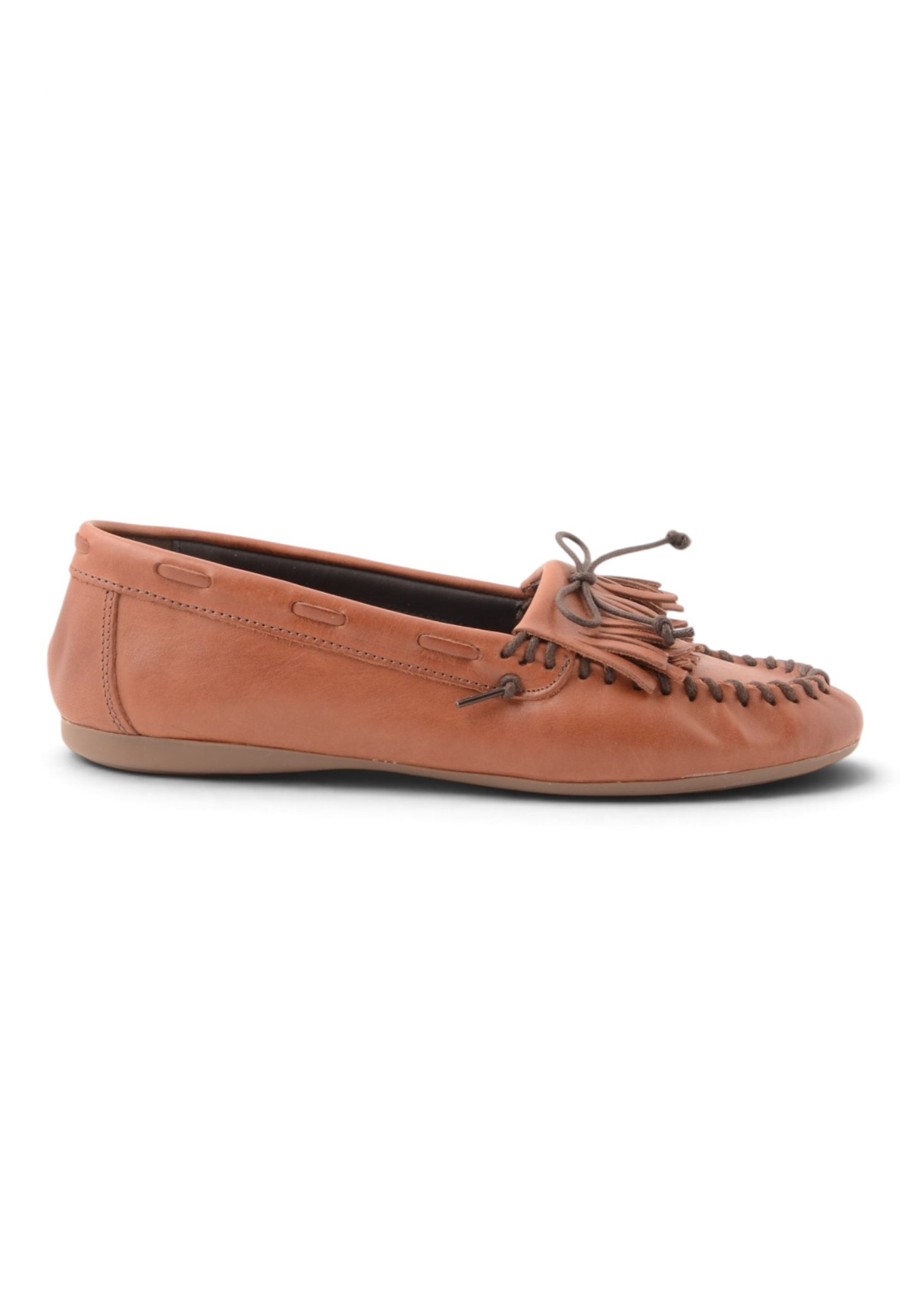 DIVINE FOLLIE - Mocassino Con Frangia e Laccetto Castagno