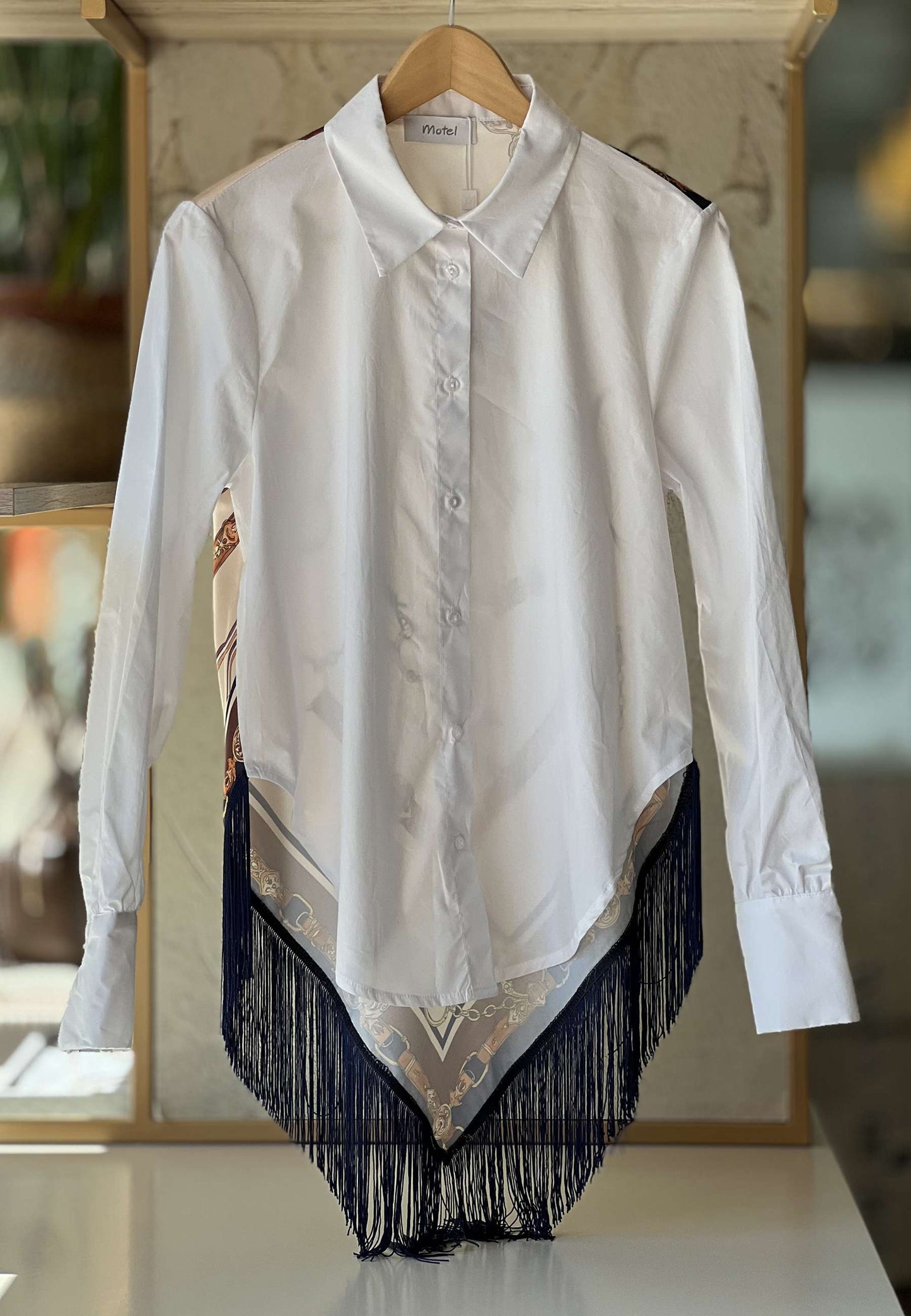 MOTEL- Camicia Foulard Frange Blu
