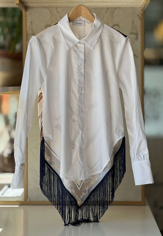 MOTEL- Camicia Foulard Frange Blu