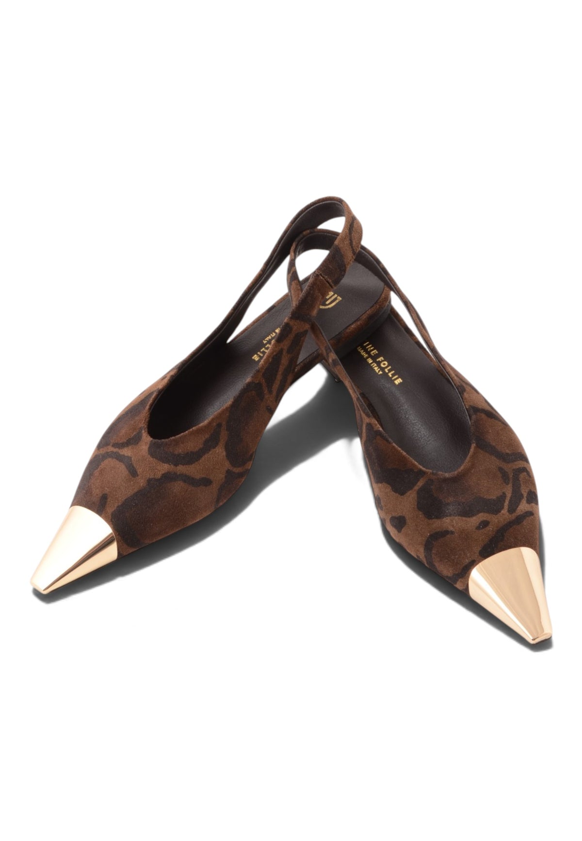 DIVINE FOLLIE - Slingback Flat Leopardate con Punta Dorata