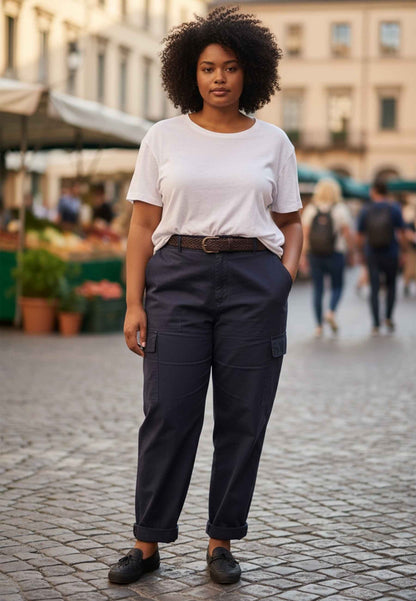 SUSY STAR CURVY - Pantalone Cargo Blu
