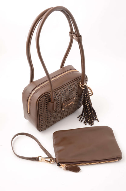 LA CARRIE - Borsa A Spalla Intrecciata Marrone