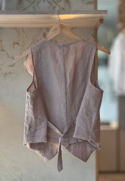 MOTEL - Gilet In Lino Sabbia