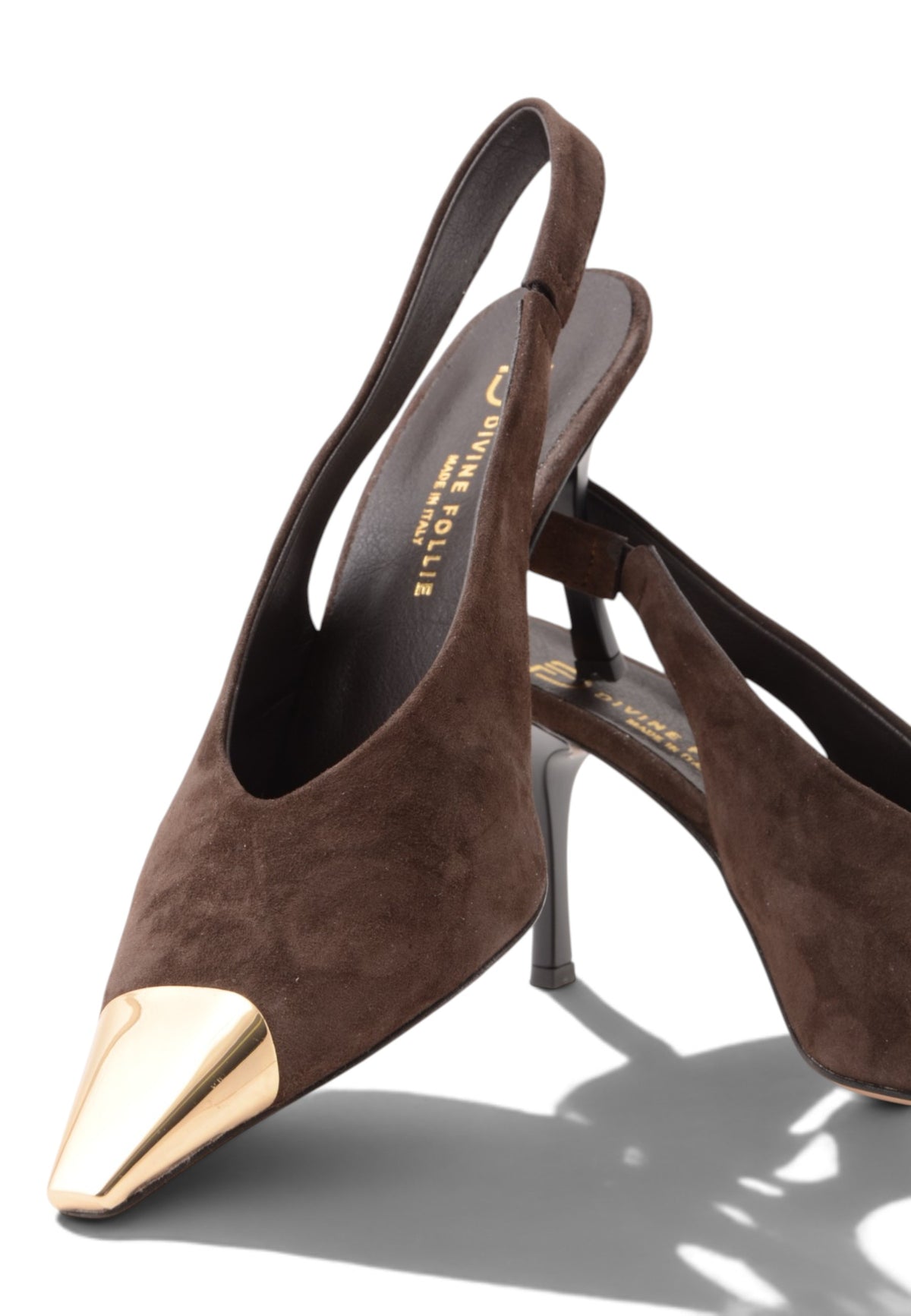 DIVINE FOLLIE - Slingback Scamosciate con Tacco Stiletto Moro
