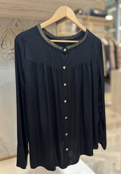 MOTEL - Blusa In Viscosa Manica Lunga Nero