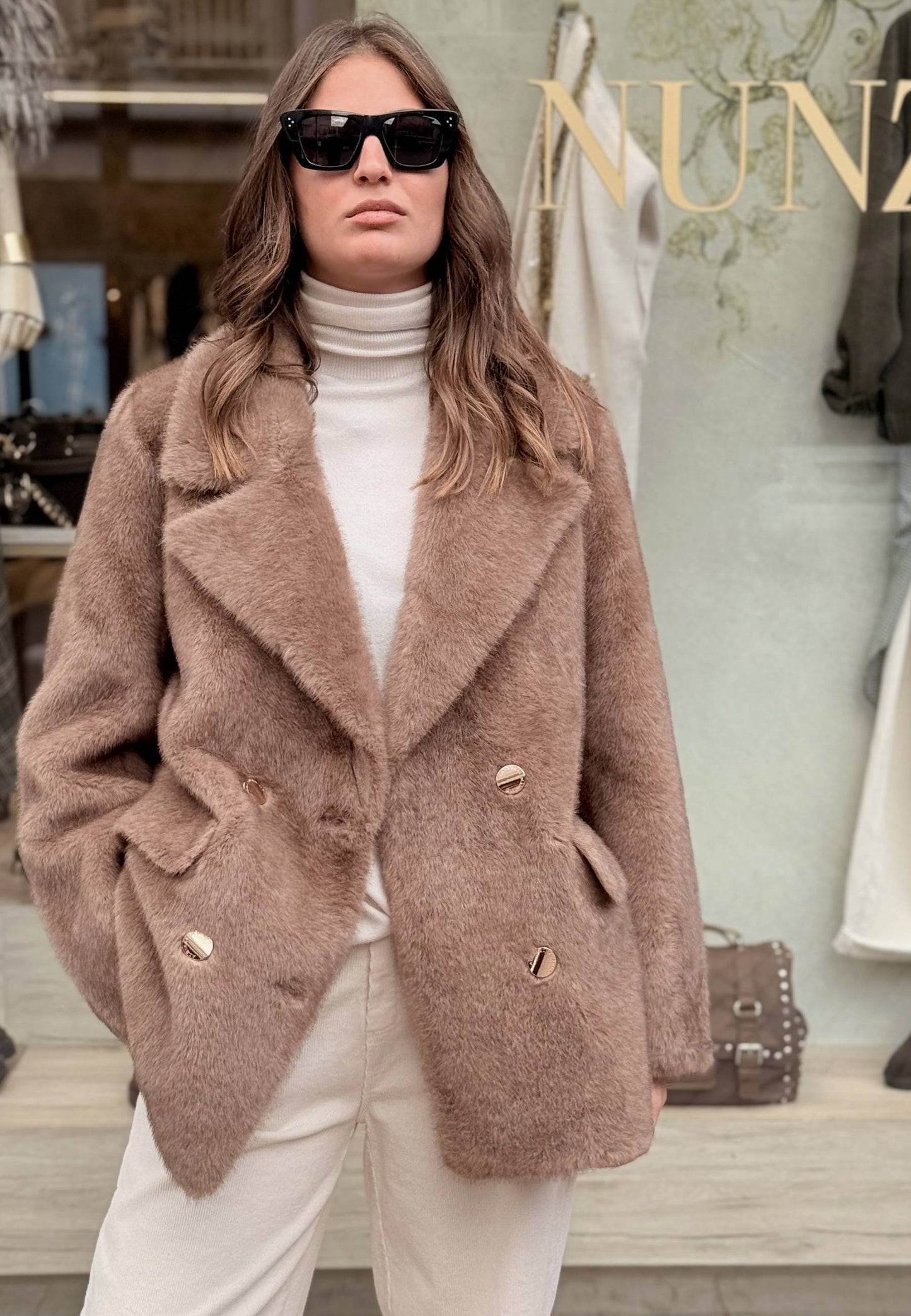 ALEX & MAX - Giacca In Ecopelliccia Taupe