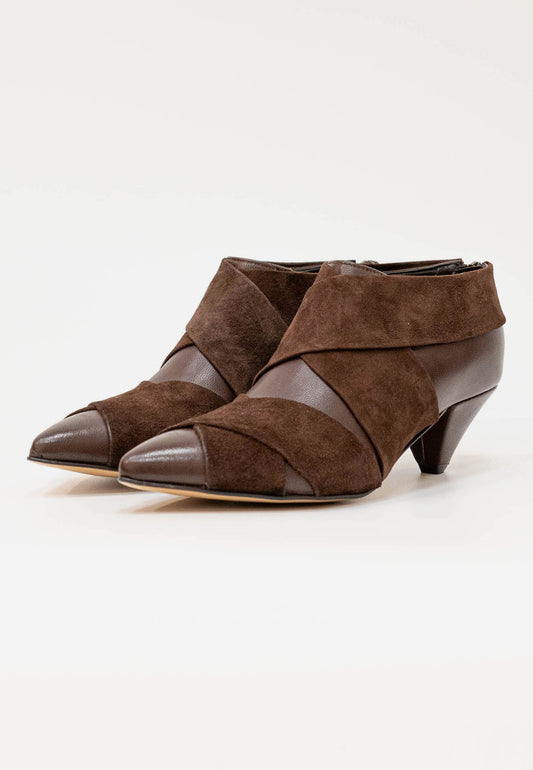 DIVINE FOLLIE - Brown Suede and Nappa Heel Shoes