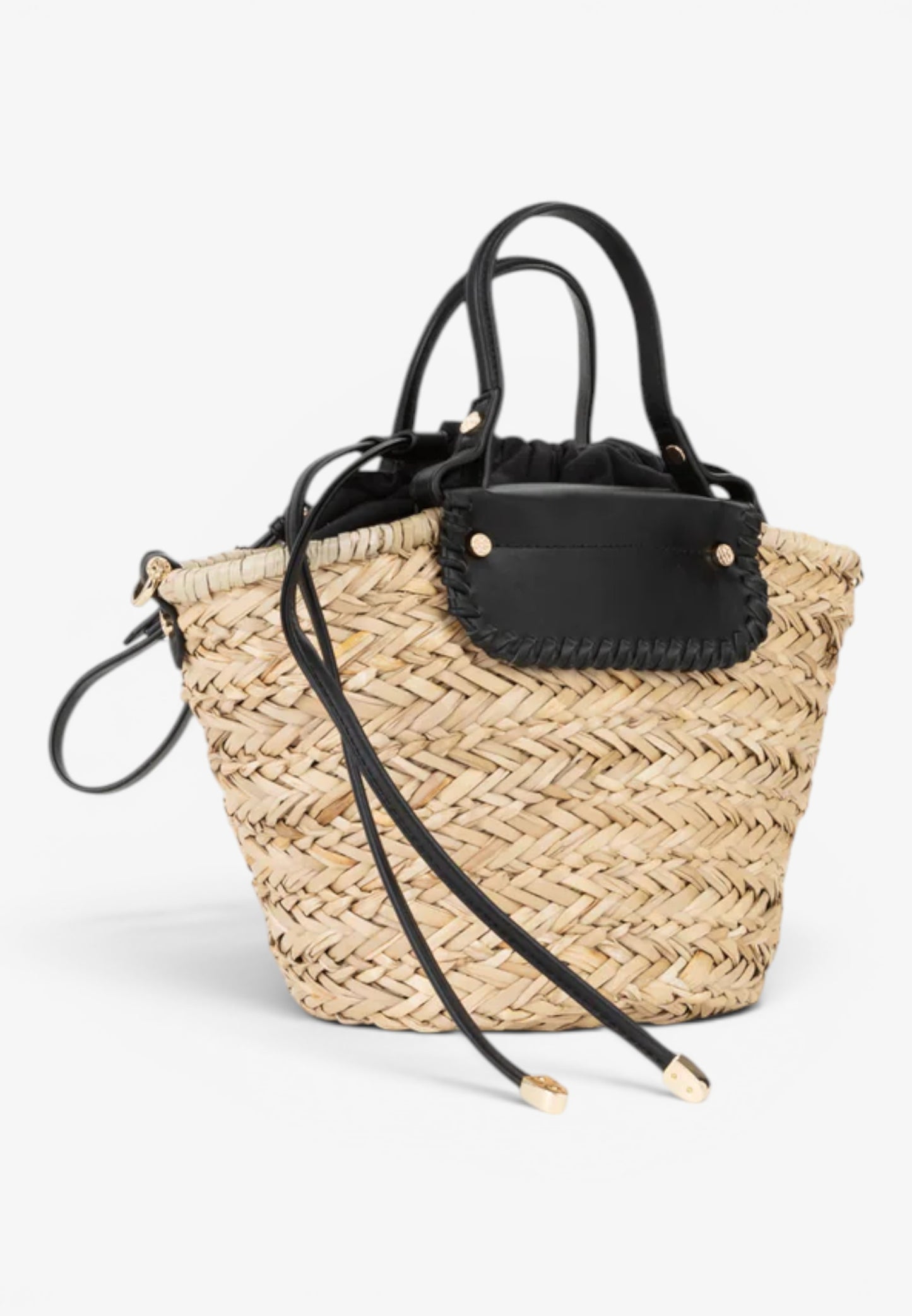 V73 - Borsa In Paglia Vanna Nero/Natur