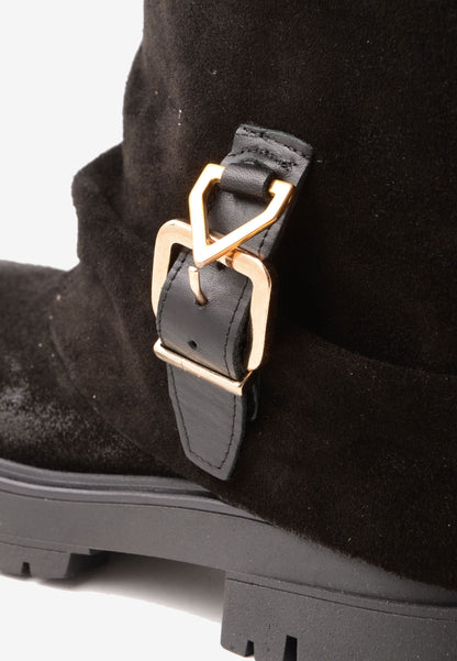 DIVINE FOLLIE - Stivale Risvolto Camoscio Nero