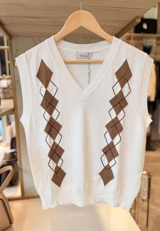 MOTEL - Gilet Rombi In Maglia Avorio